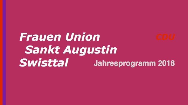 Frauen Union Sankt Augustin und Swisttal: Jahresprogramme 2018 mit tollen Angeboten