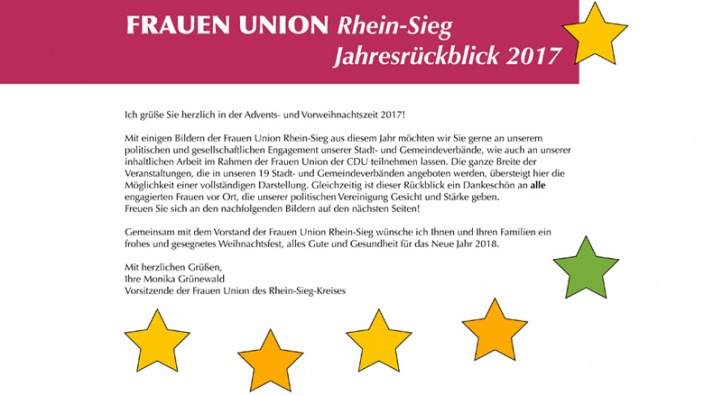 Jahresrückblick 2017 der Frauen Union Rhein-Sieg