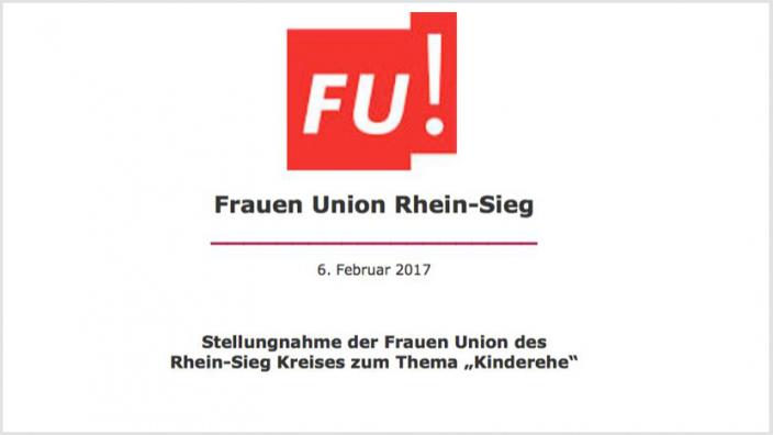 Stellungnahme der Frauen Union Rhein-Sieg zum Thema „Kinderehe“
