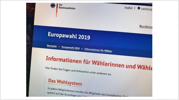 Europawahl des Europäischen Parlaments am 26. Mai 2019 in Deutschland